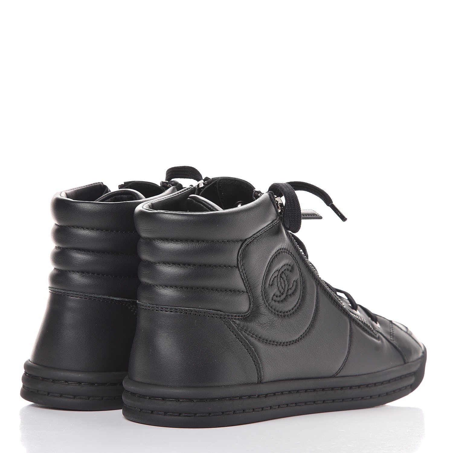 Chanel Calfskin High Top CC Sneakers 39 Black 4 of 11