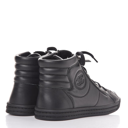 Chanel Calfskin High Top CC Sneakers 39 Black 4 of 11