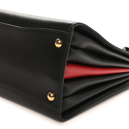 Prada Saffiano City Calfskin Medium Bibliothèque Top Handle Black Fuoco 9 of 10