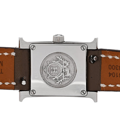 Hermes Stainless Steel Swift 17.2mm Heure H Hour Double Tour Quartz Watch Etoupe 4 of 4