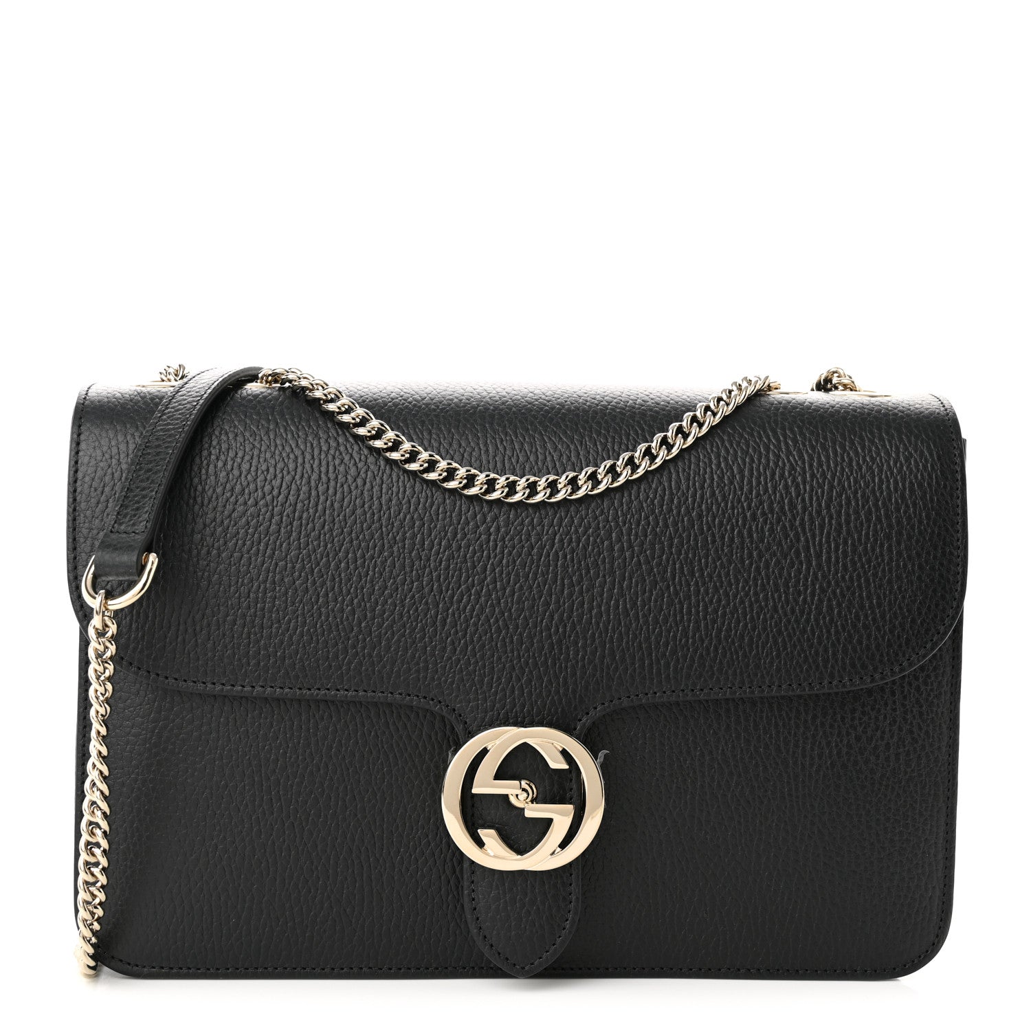 Gucci Dollar Calfskin Interlocking G Shoulder Bag Black 1 of 11