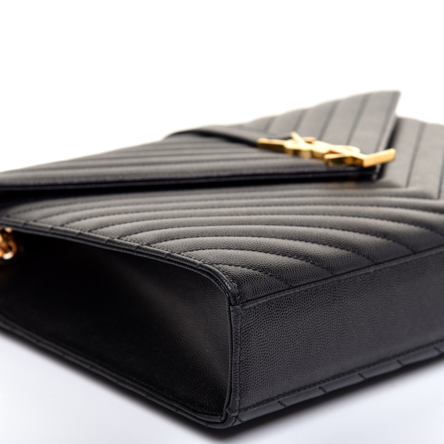 Saint Laurent Grain De Poudre Matelasse Chevron Large Monogram Satchel Black 6 of 12