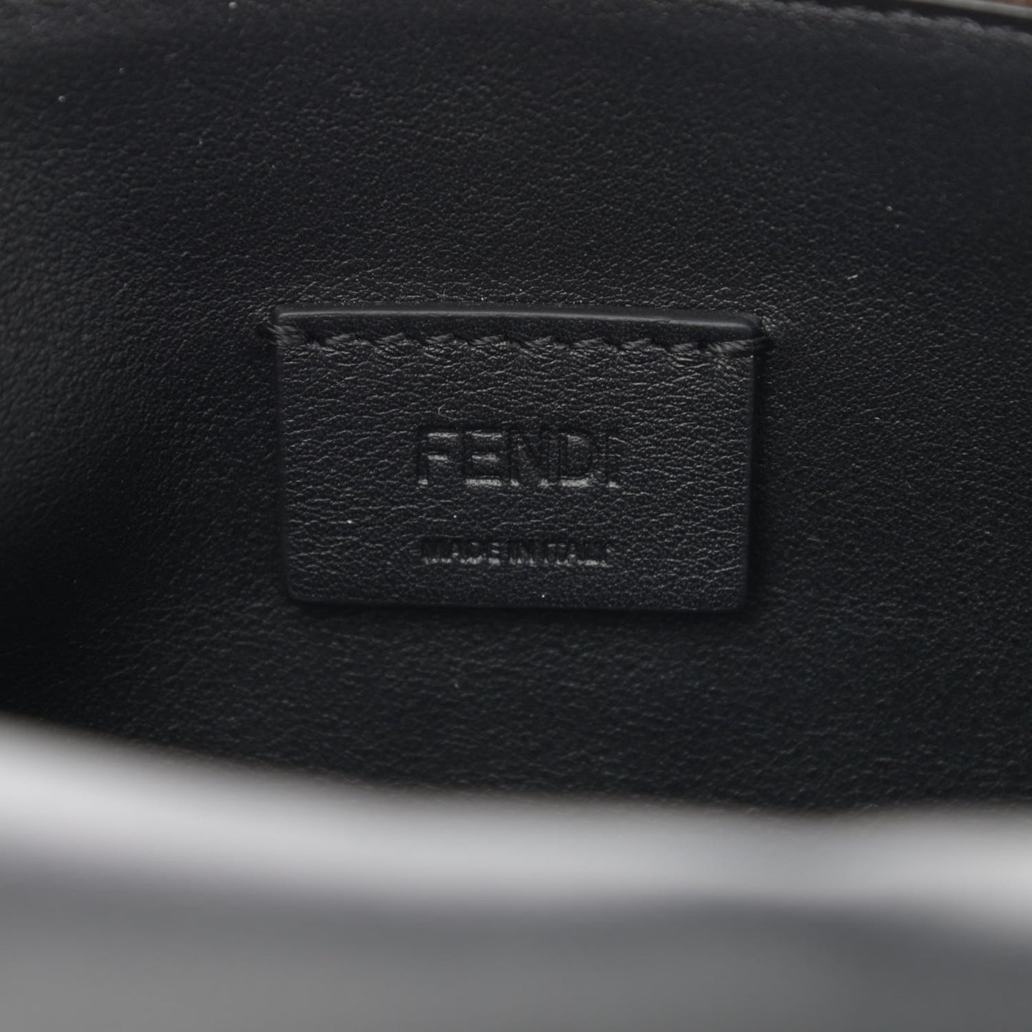 Shearling Vitello Dolce Macro FF 1974 Mini Baguette Tobacco Black