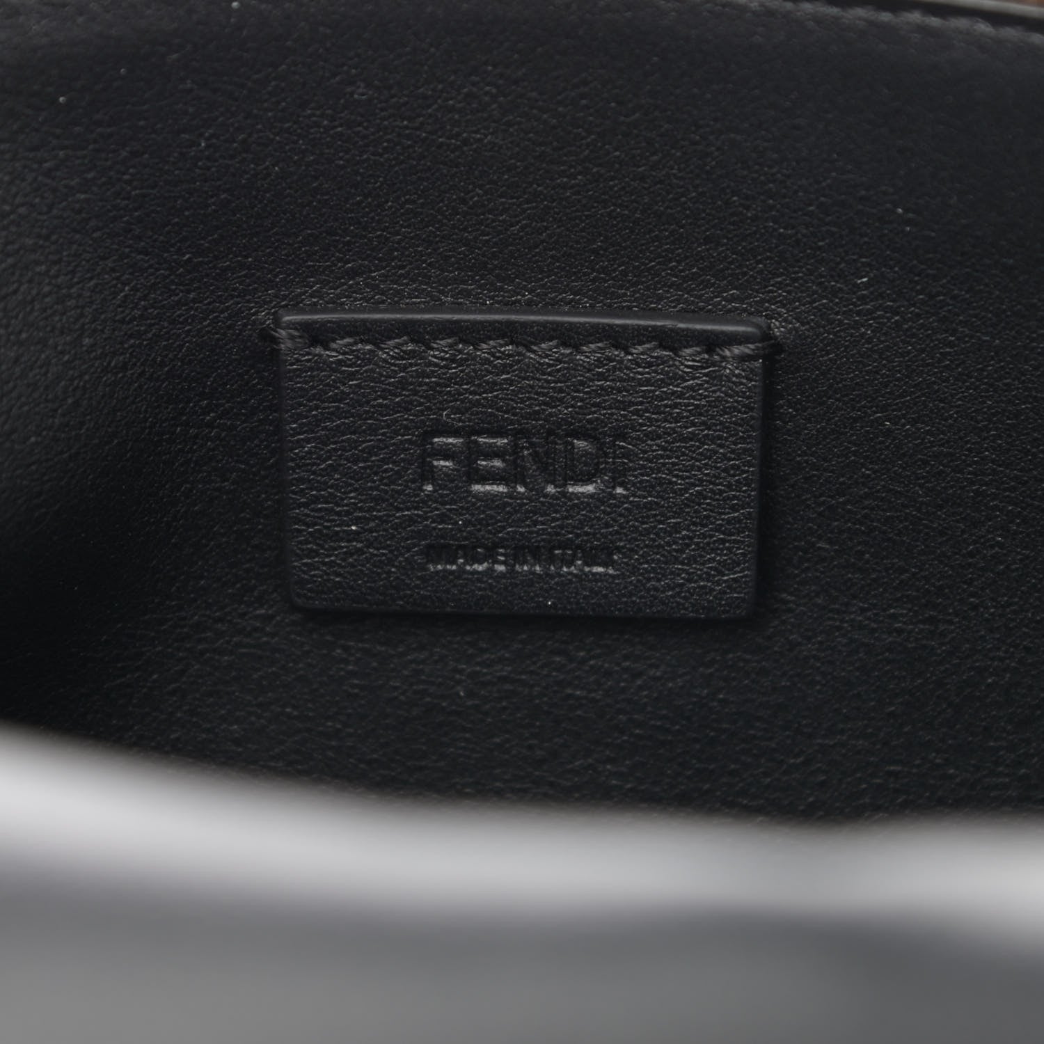 Fendi Shearling Vitello Dolce Macro FF 1974 Mini Baguette Tobacco Black 7 of 11