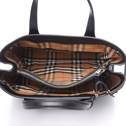 Burberry Derby Calfskin House Check Medium Banner Tote Black 4 of 9