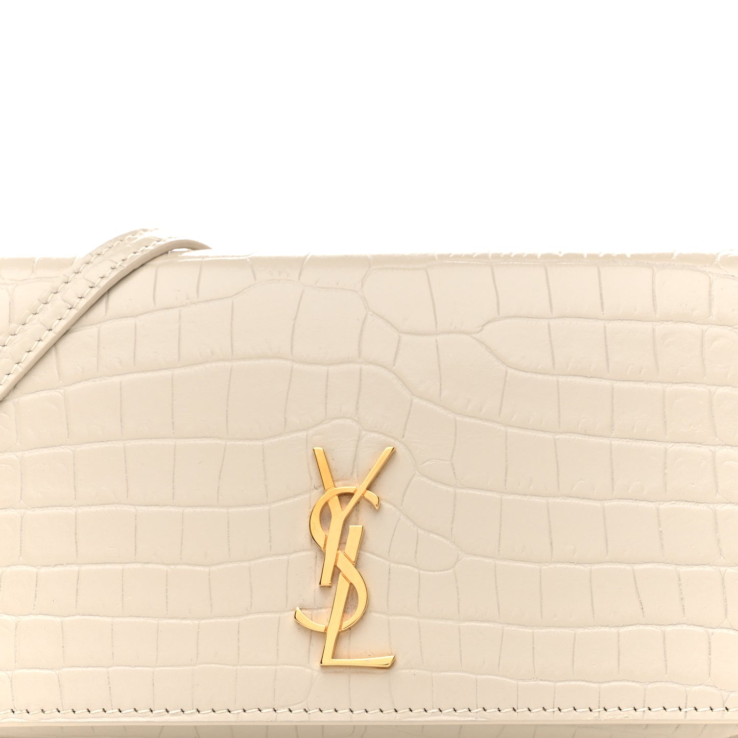 Crocodile Embossed Monogram Phone Holder Crossbody Crema Soft