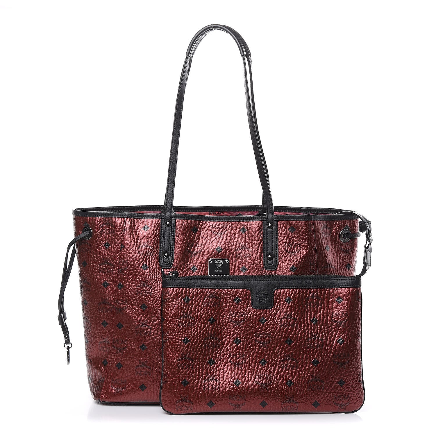 MCM Metallic Visetos Reversible Shopper Tote Scooter Red 1 of 16