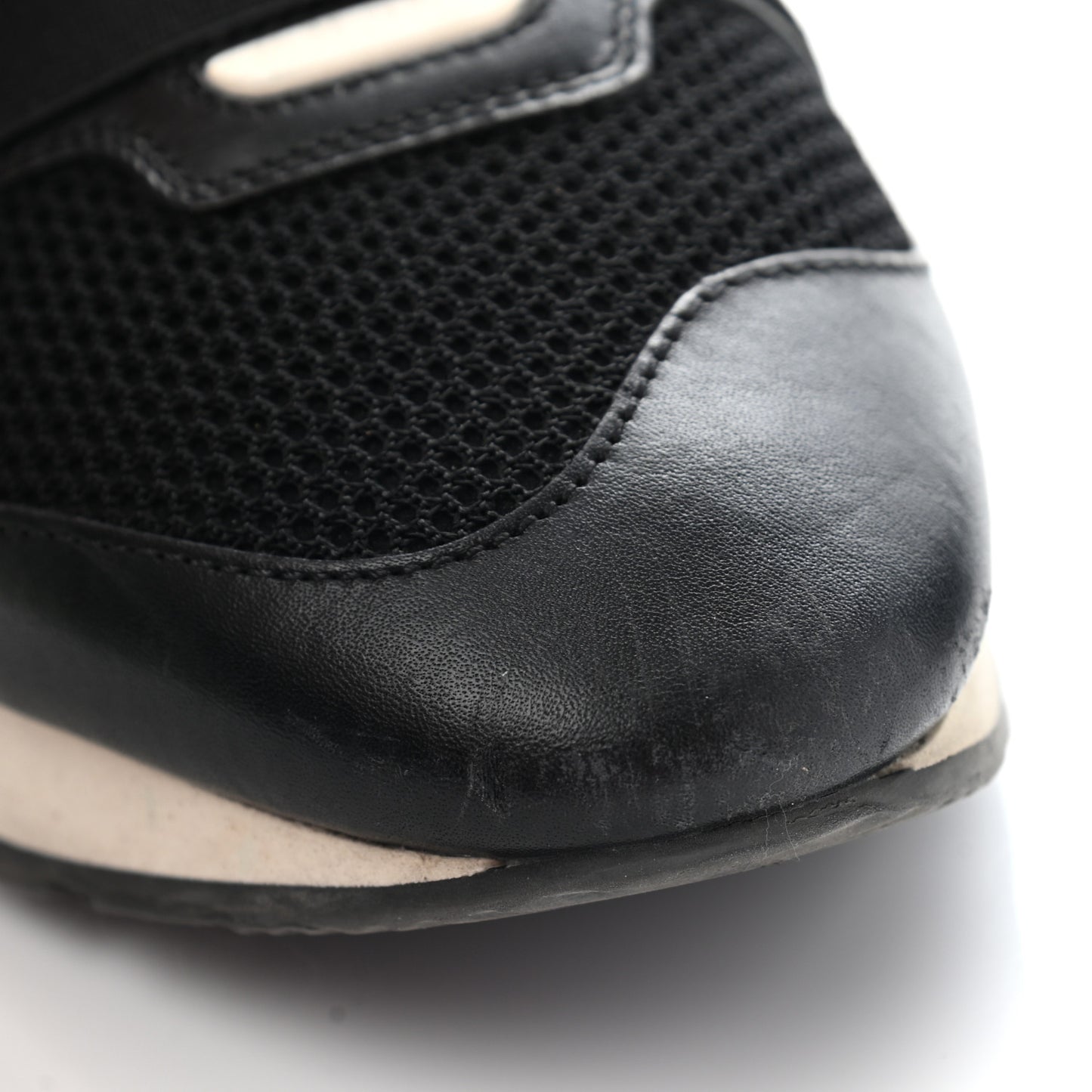 Mesh Calfskin Neoprene Suede Womens Race Runner Sneakers 40 Black