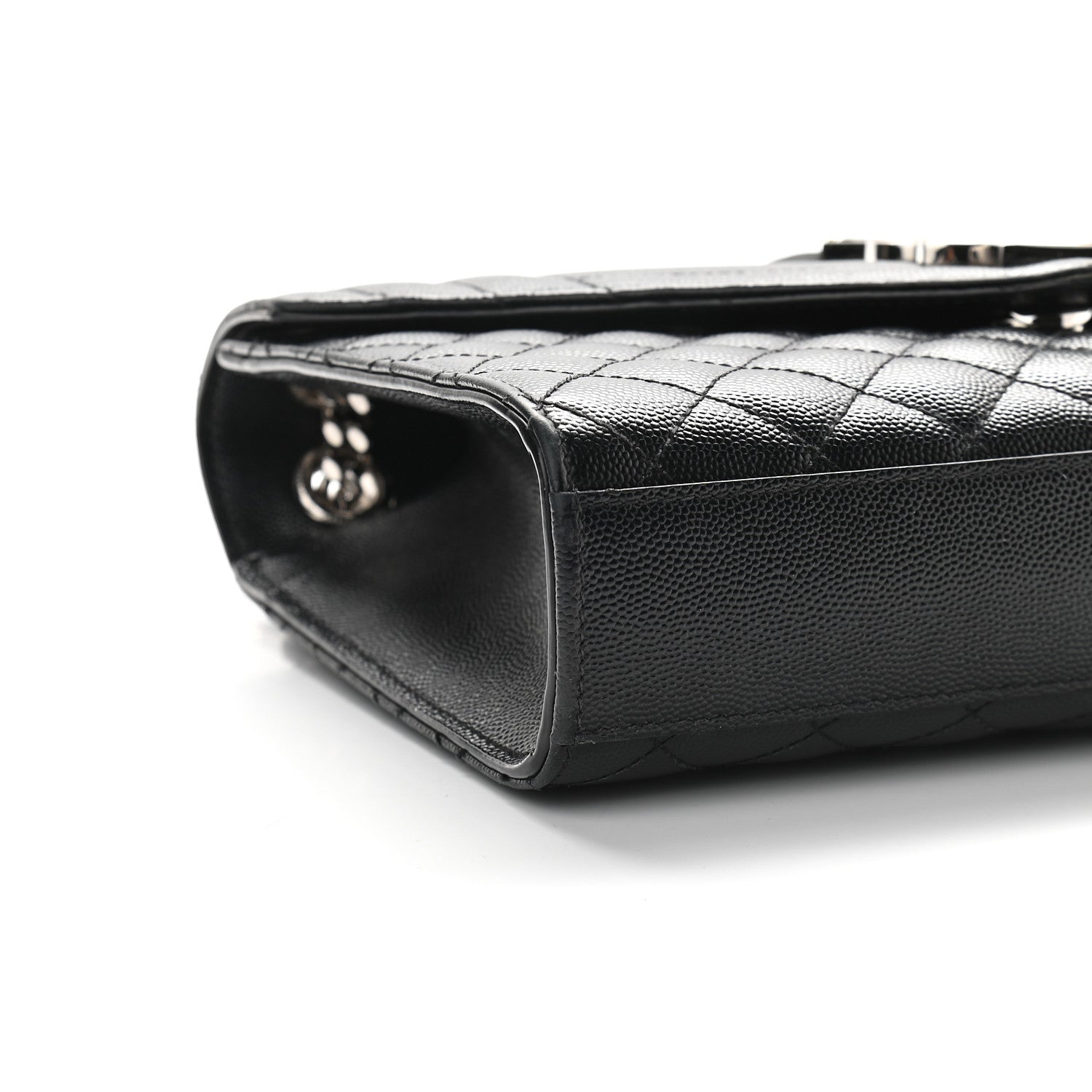 Saint Laurent Grain De Poudre Textured Mixed Matelasse Triquilt Medium Monogram Satchel Black 8 of 10