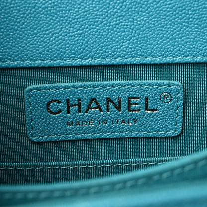 Chanel Caviar Quilted North South Boy Flap Turquoise 6 of 9
