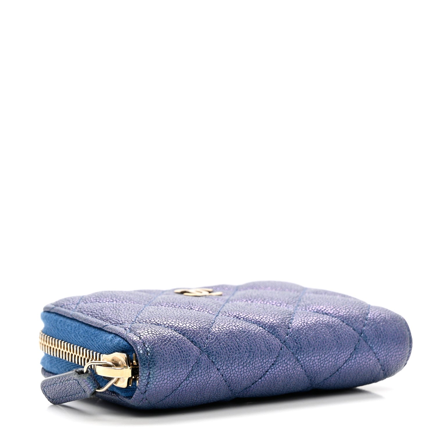 Chanel Iridescent Caviar Quilted Zip Coin Purse Dark Blue 4 of 8