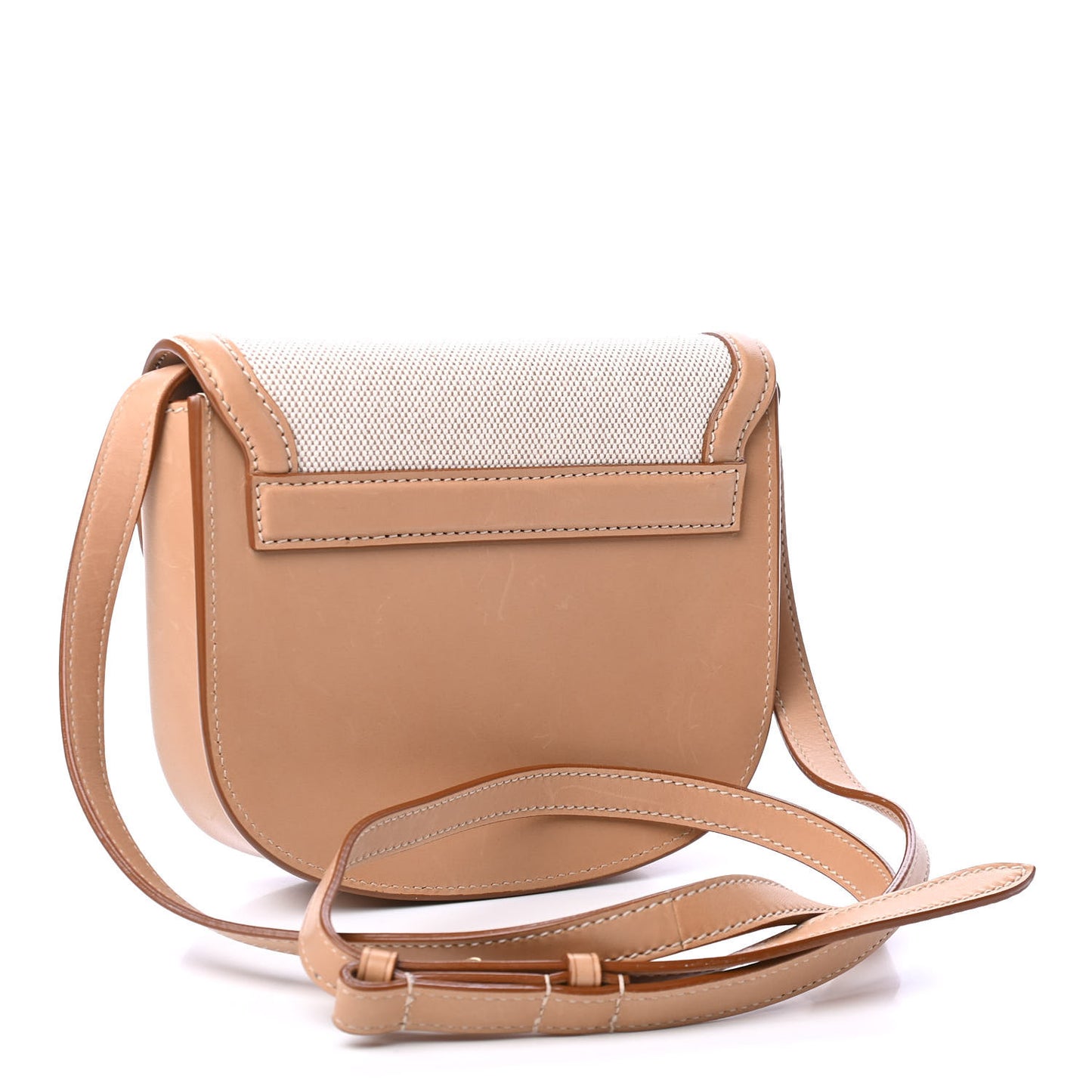 Smooth Calfskin Cotton Canvas Small Kaia Satchel Natural Beige