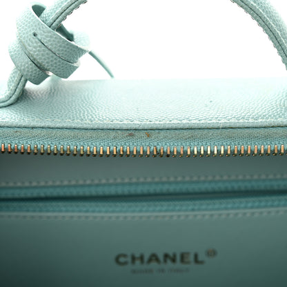 Chanel Caviar Quilted Medium CC Filigree Vanity Case Light Blue 7 of 14