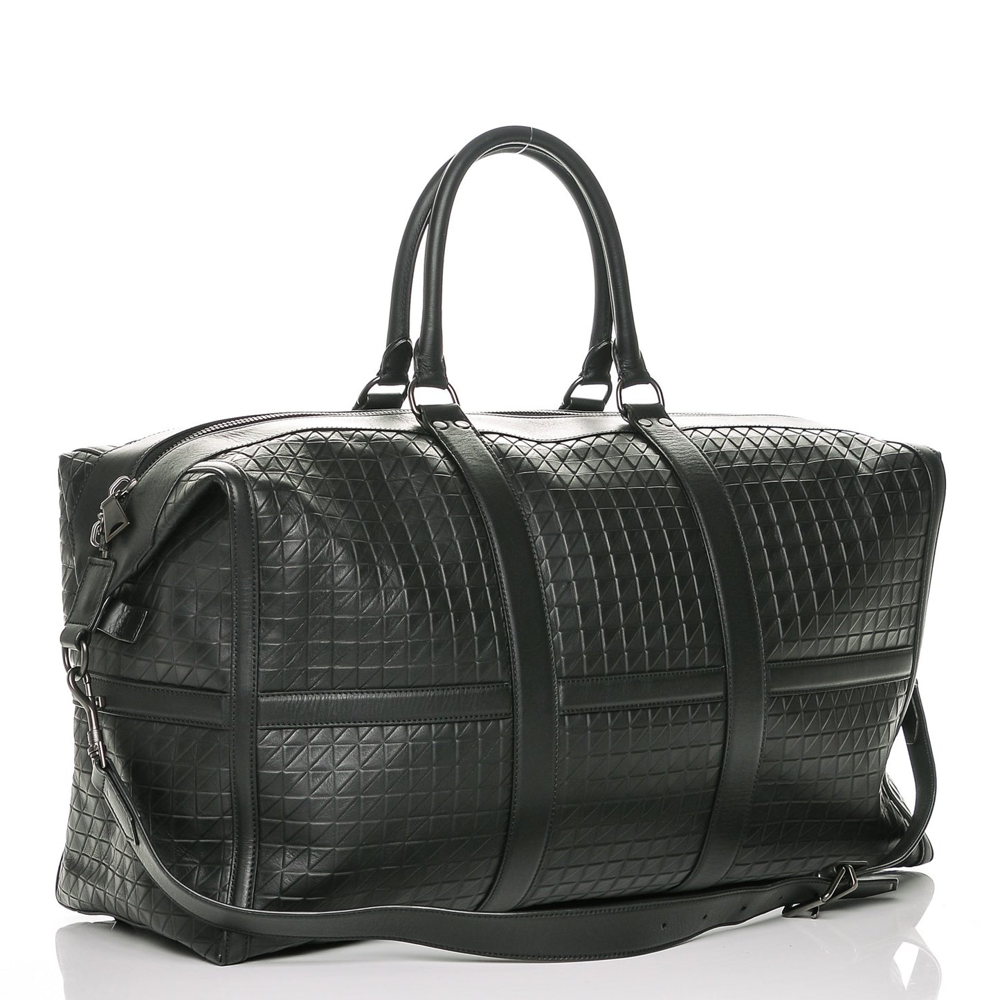 Calfskin Triangle Embossed Travel Bag Black
