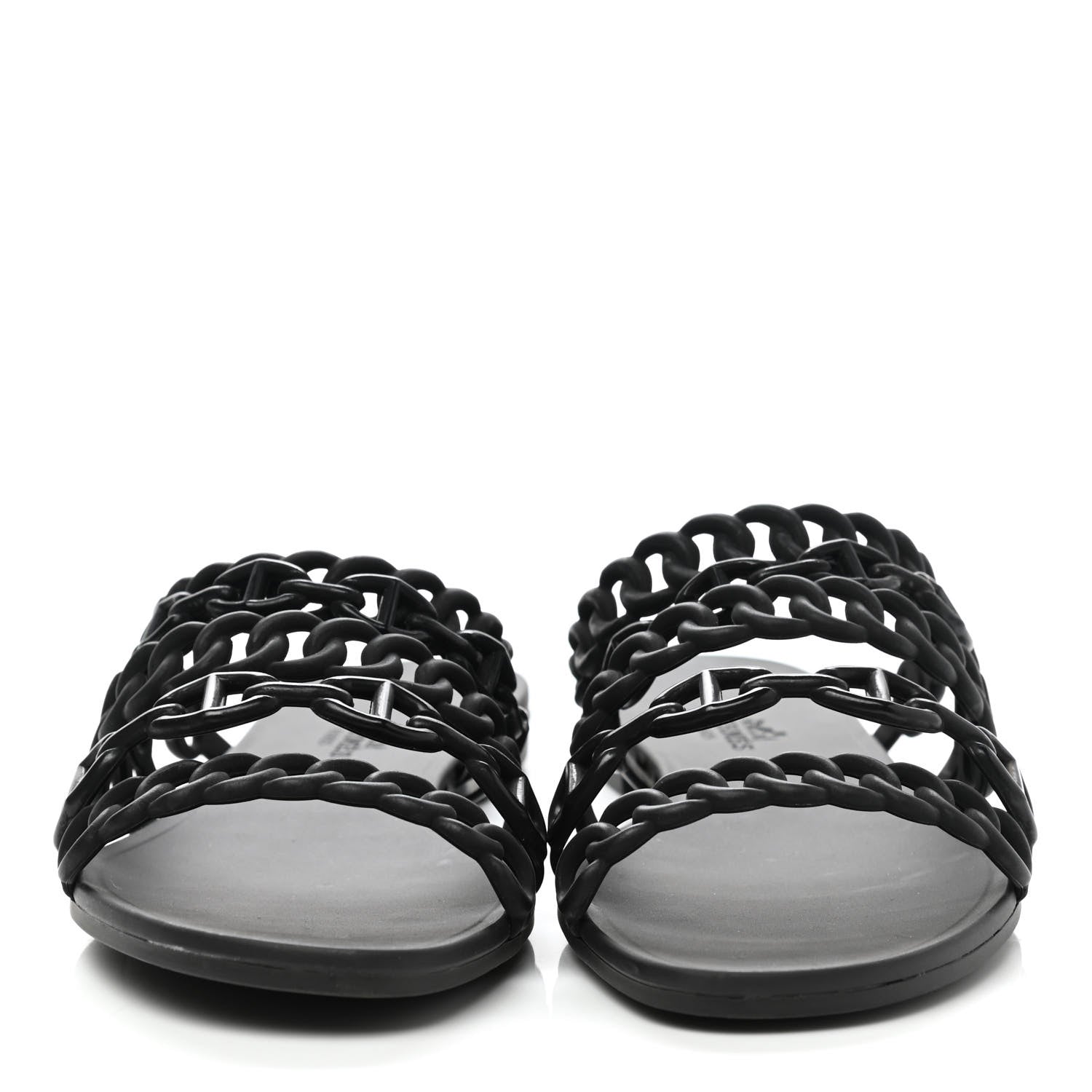 Hermes Rubber Chaine d'Ancre Nude Sandals 36 Black 2 of 7