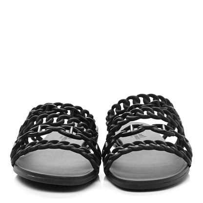 Hermes Rubber Chaine d'Ancre Nude Sandals 36 Black 2 of 7