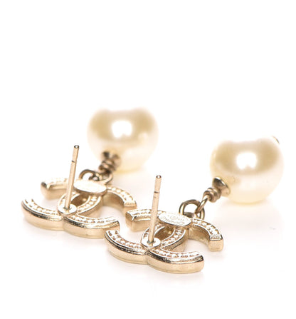 Chanel Pearl CC Drop Earrings Gold 4 of 4