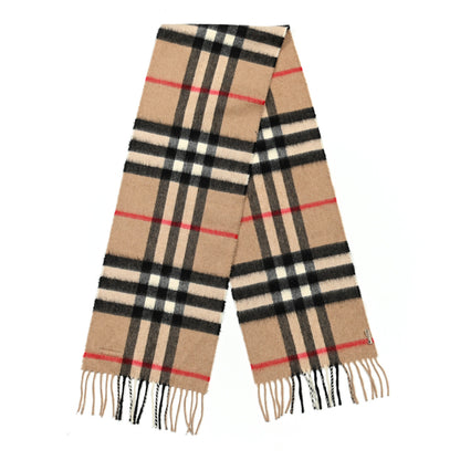 Burberry Cashmere Giant Check Fringe Scarf Camel 2 of 4