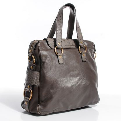 Saint Laurent Ostrich Goatskin Large Rive Gauche Grey 3 of 9