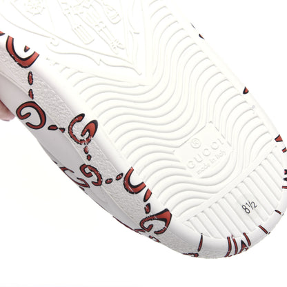 Gucci Calfskin GucciGhost Print Mens Ace Sneakers 8.5 White Hibiscus Red 8 of 9