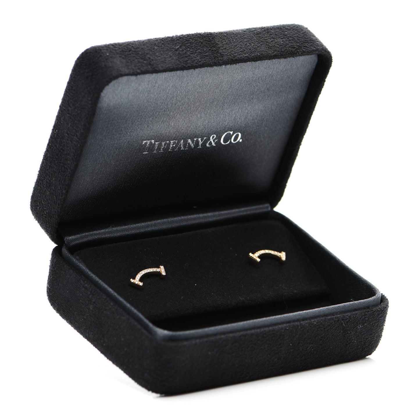 18K Yellow Gold Diamond T Smile Earrings