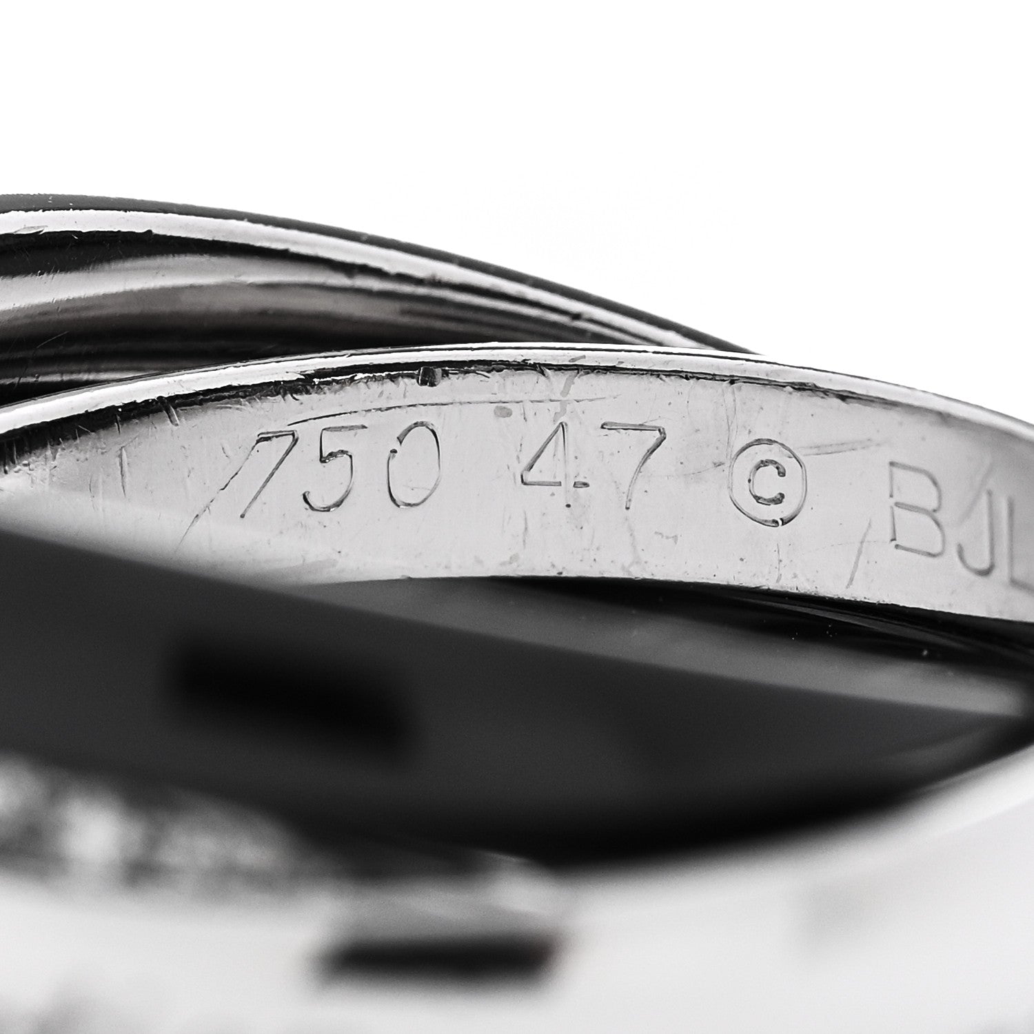 Cartier 18K White Gold Diamond Ceramic Small Trinity Ring 47 4 4 of 6