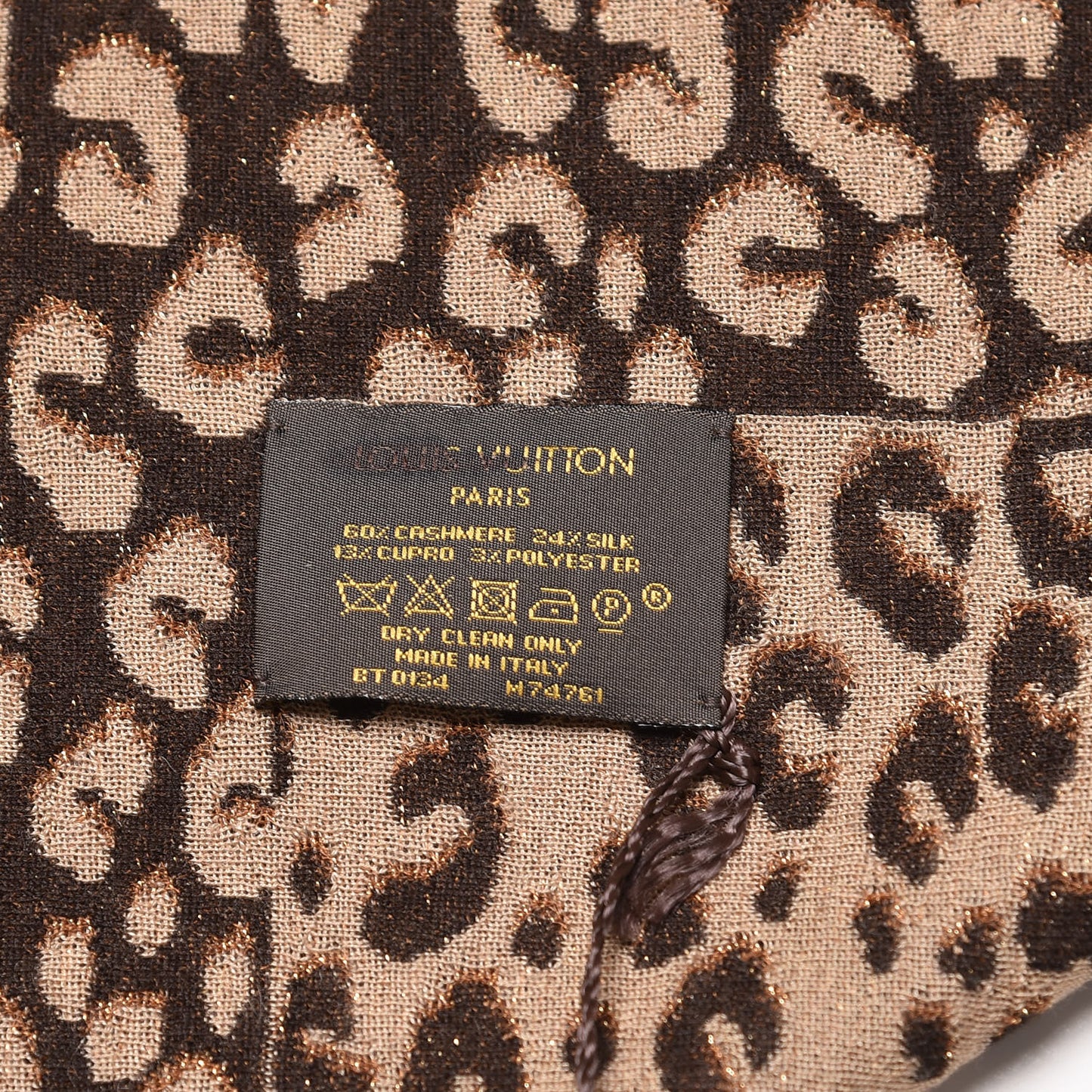 Cashmere Silk Carre Leopard Scarf Marron