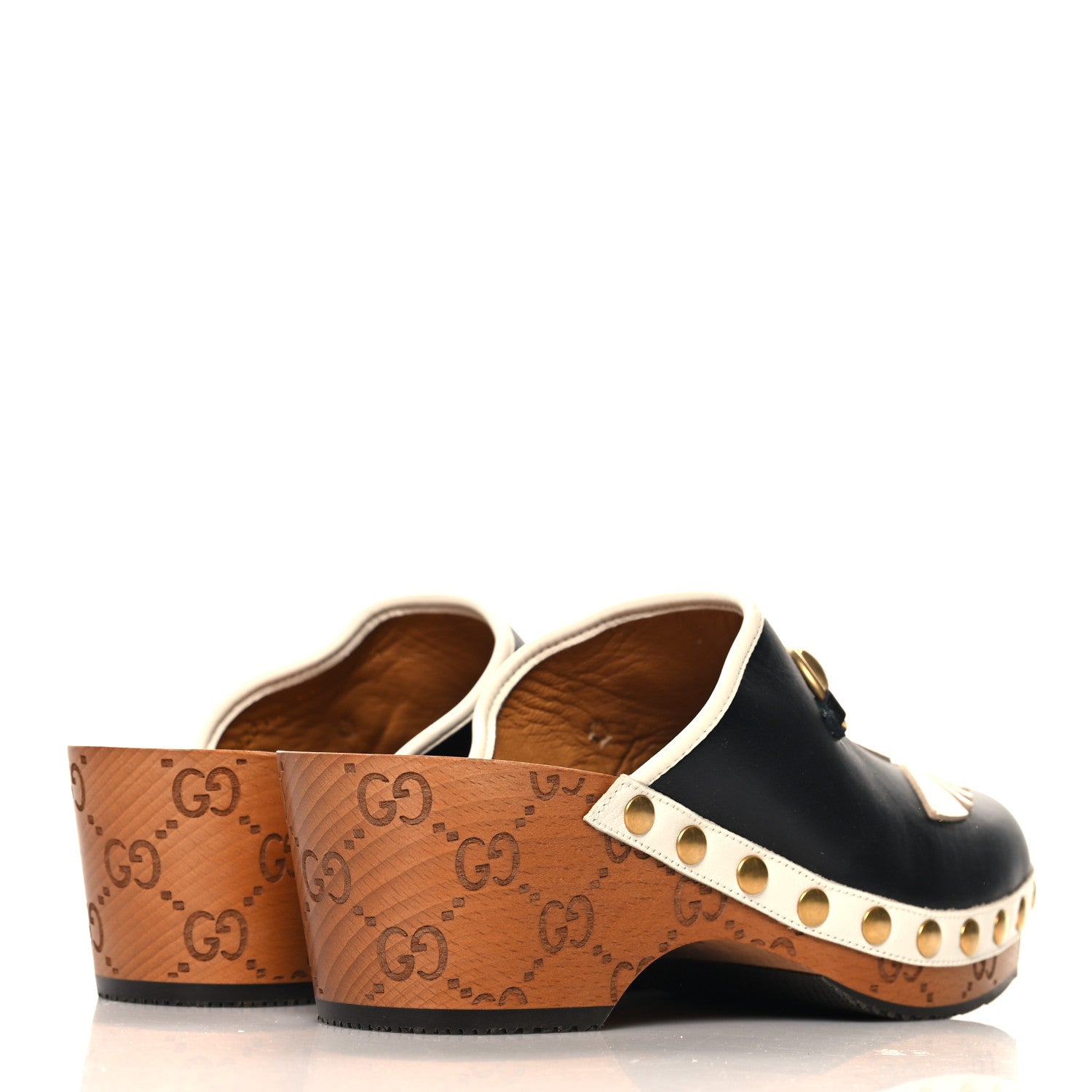 Gucci X ADIDAS Quebec Calfskin Quentin Goatskin Horsebit Trefoil Clog Mules 37 Black Off White 5 of 9