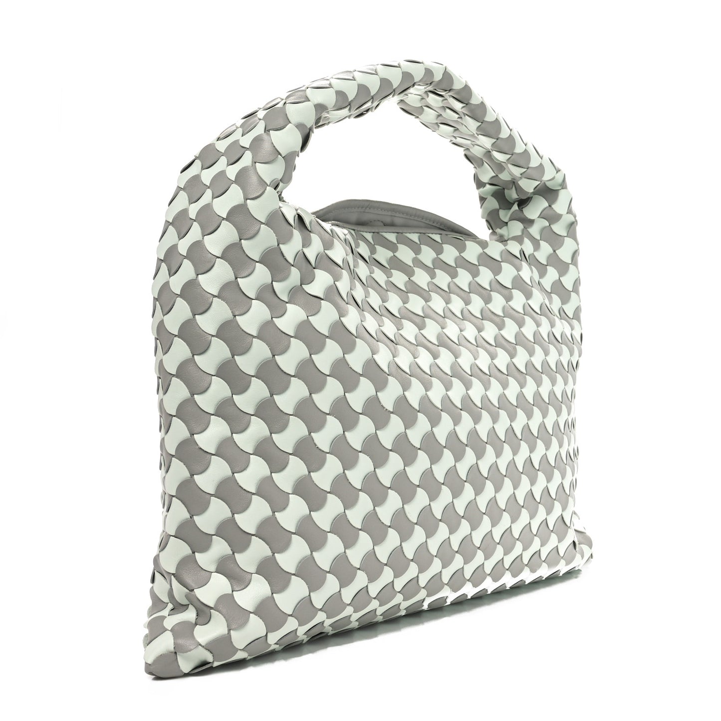 Calfskin Intrecciato Small Hop Agate Glacier