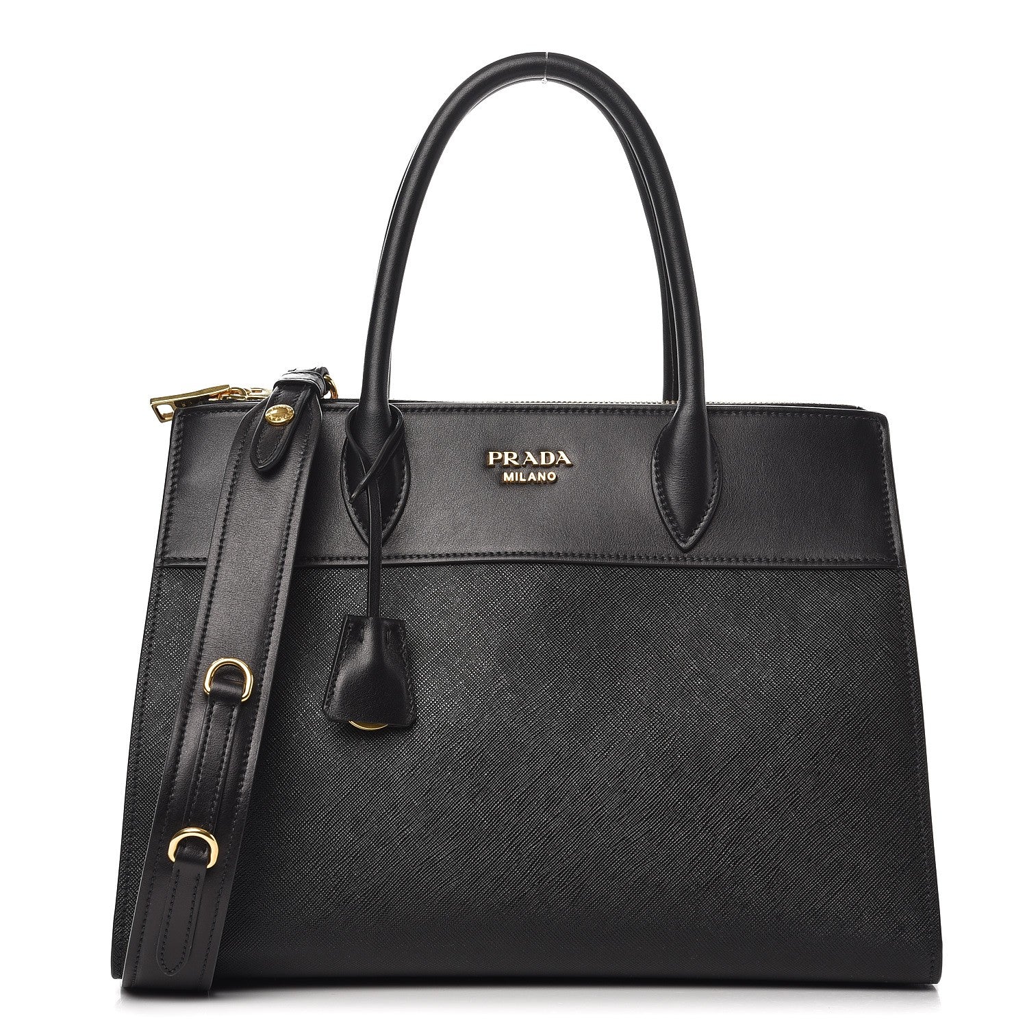 Prada Saffiano City Calfskin Paradigme Bag Black 1 of 9