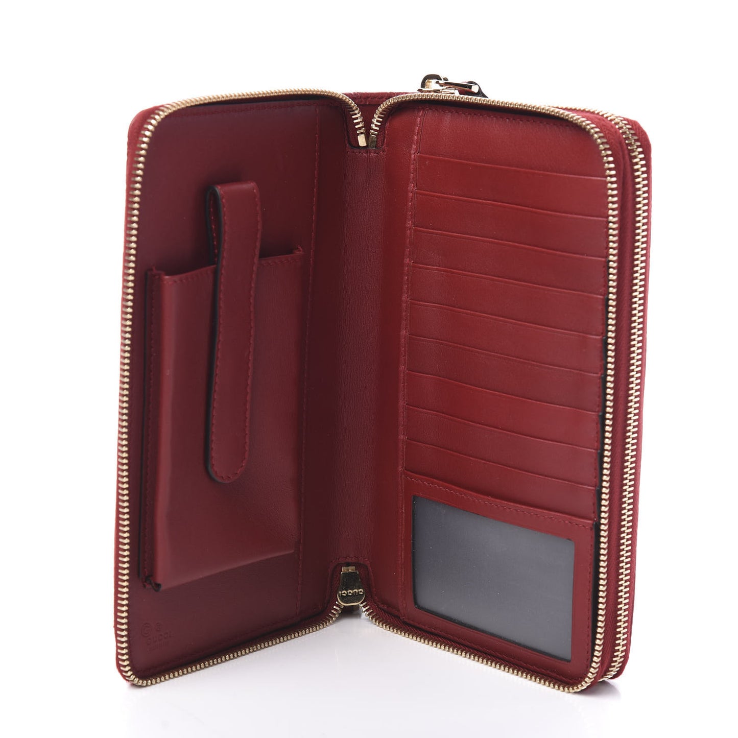 Microguccissima Zip Around Top Handle Travel Wallet Red
