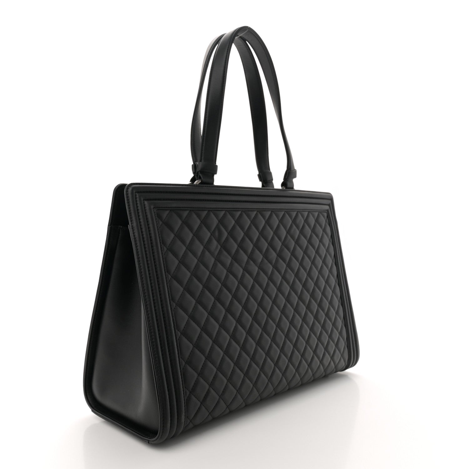 Chanel Calfskin Quilted Boy Shopping Tote Black 3 of 11