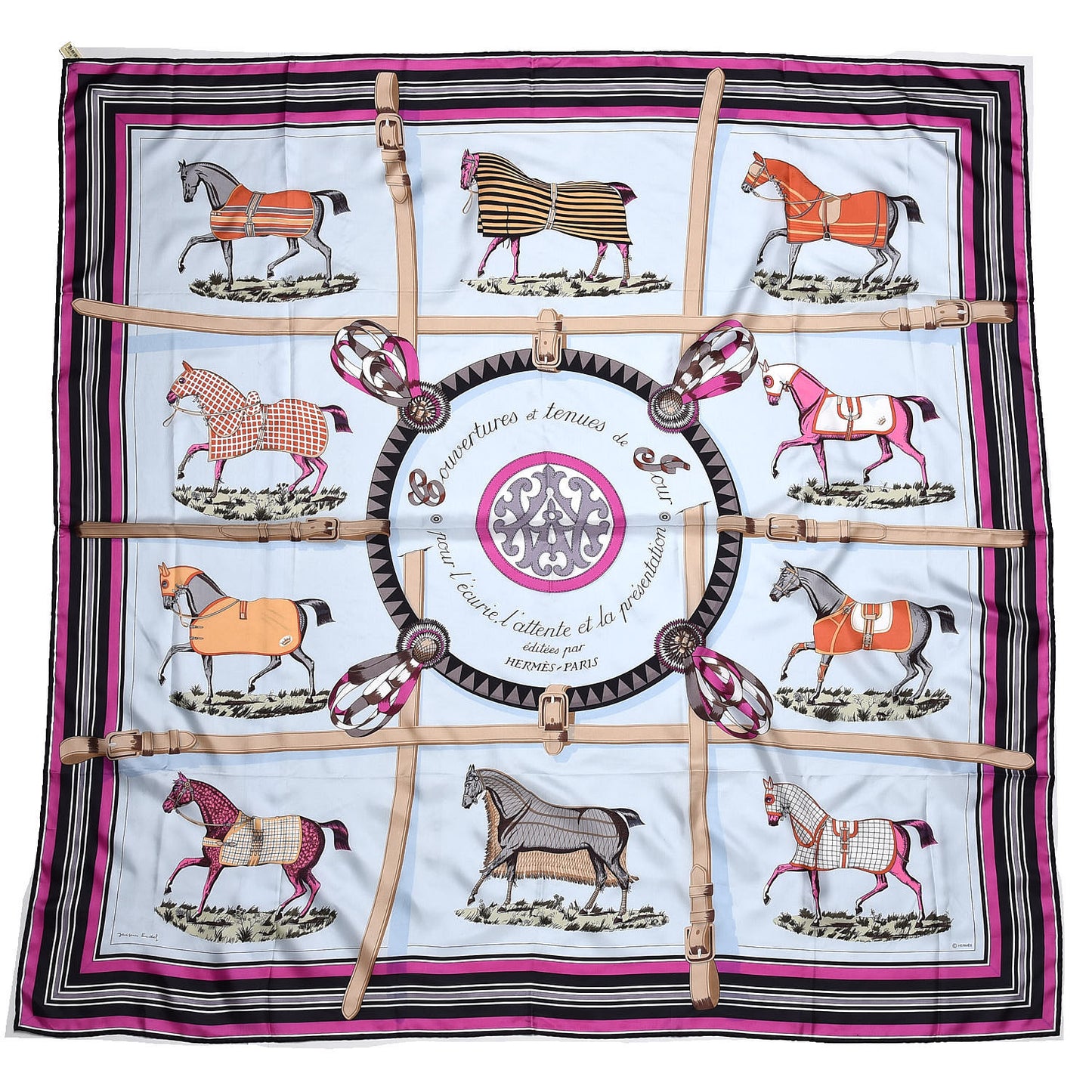 Silk Couvertures Et Tenues de Jour Scarf 140 Gris Perle Fuchsia Black