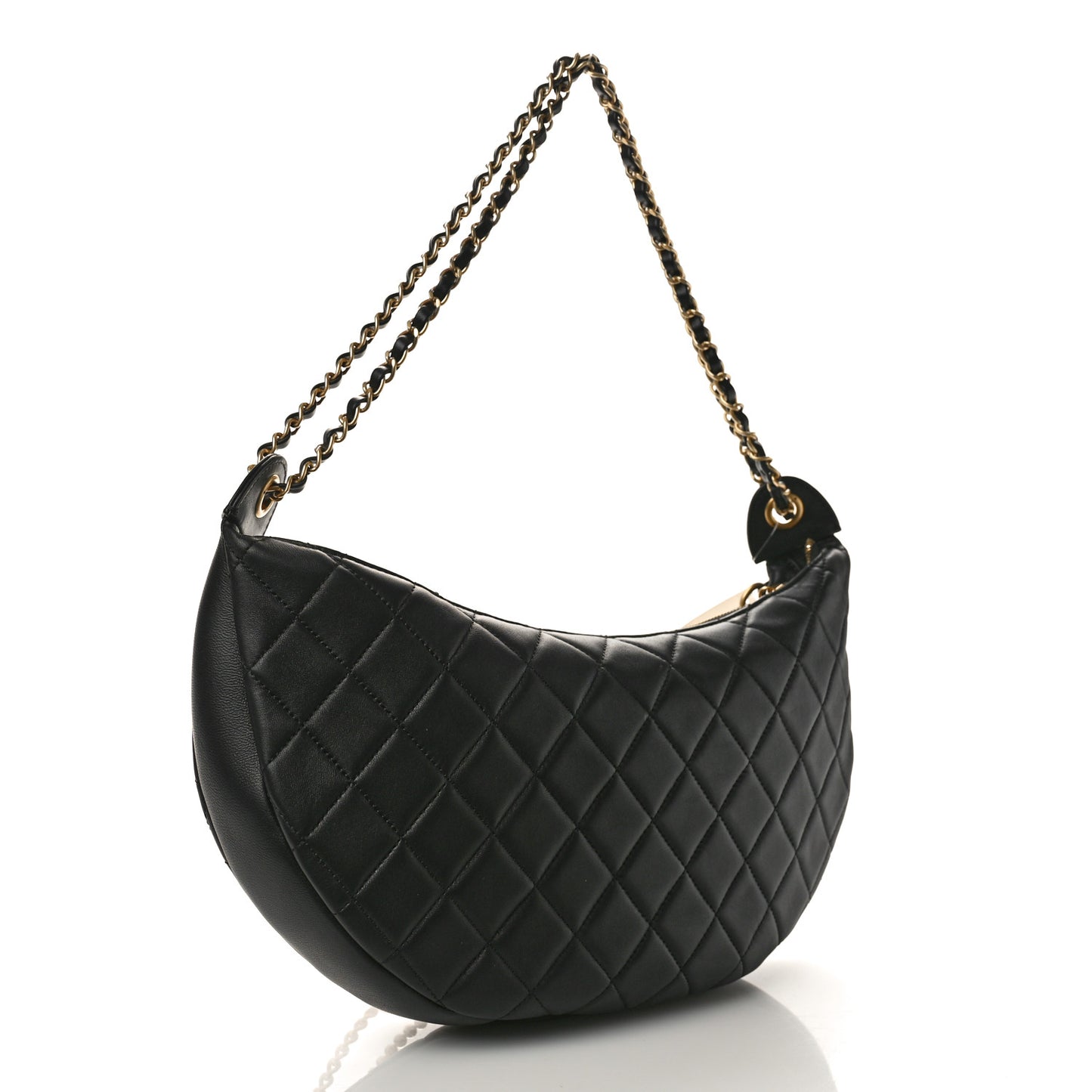 Lambskin Quilted All About Chains Hobo Black