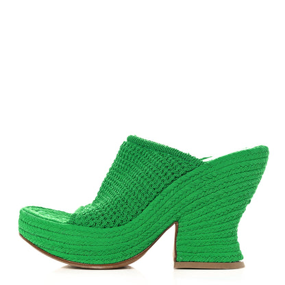 Bottega Veneta Knit Fabric Slide Platform 115 Wedge Sandals 36.5 Grass 1 of 11