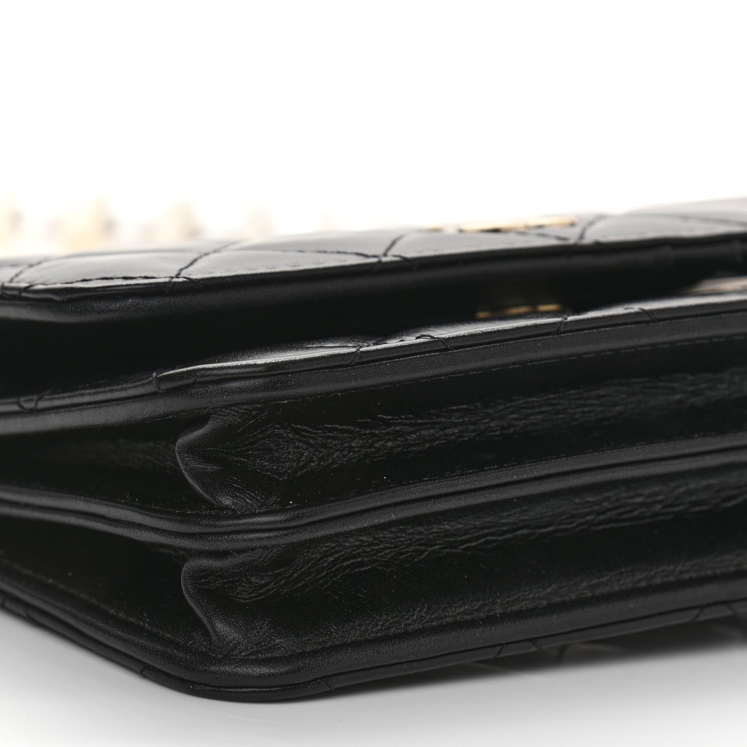 Chanel Calfskin Quilted Mini Maxi Pearls Wallet On Chain WOC Black 9 of 11