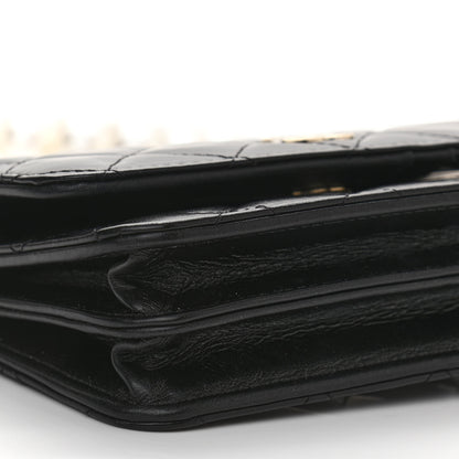 Chanel Calfskin Quilted Mini Maxi Pearls Wallet On Chain WOC Black 9 of 11