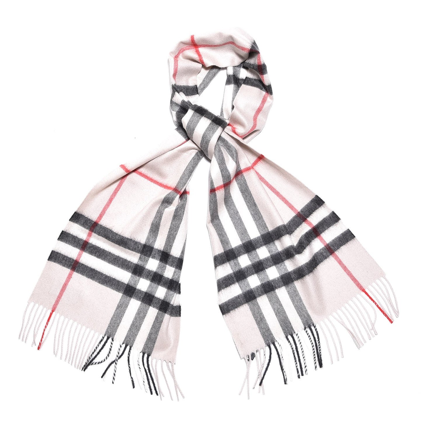 Cashmere Giant Check Fringe Scarf Stone