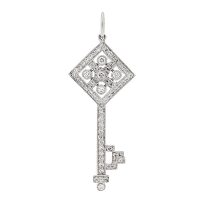 Tiffany Platinum Diamond Small Checkerboard Key Pendant 1 of 4