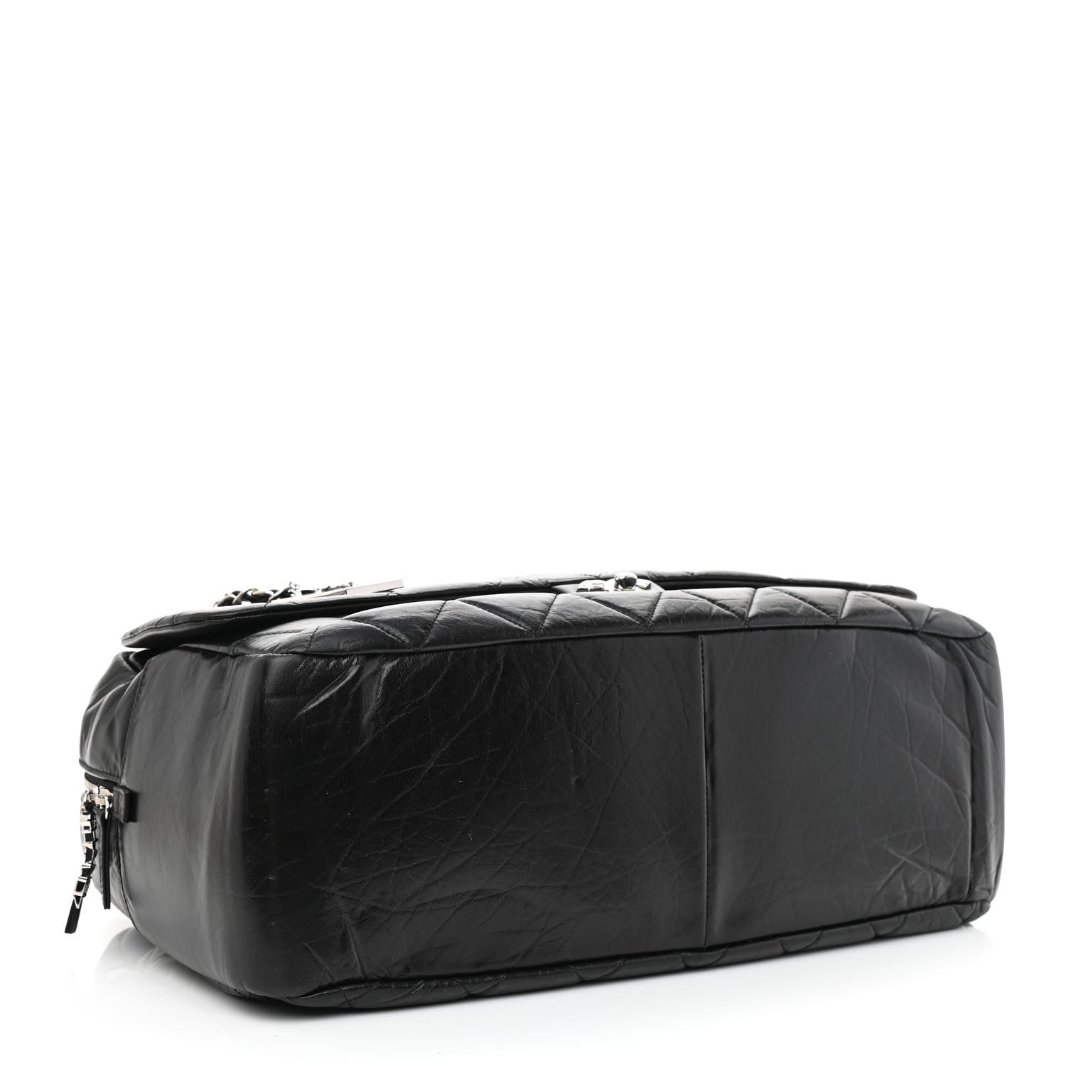 Chanel Aged Calfskin Quilted Large Express Bowling Bag Black 4 of 10