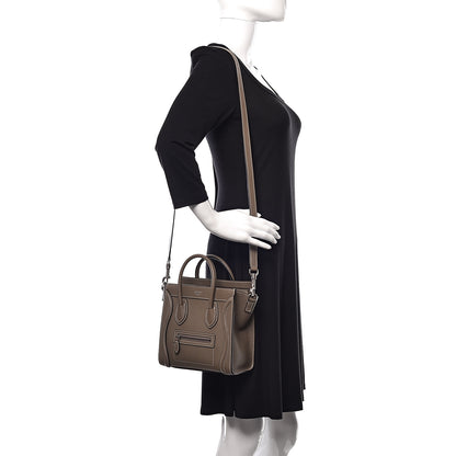 Celine Drummed Calfskin Nano Luggage Souris 2 of 10