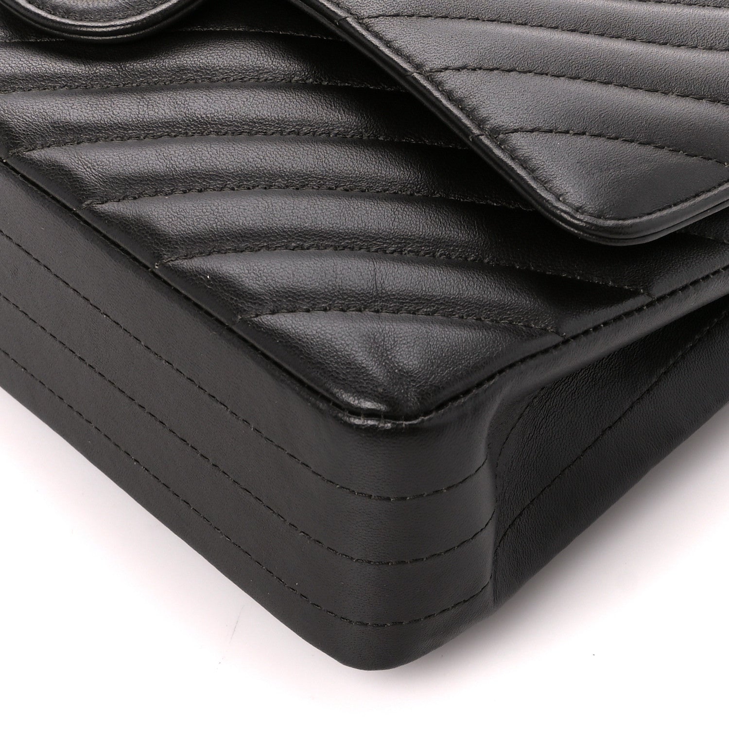 Chanel Lambskin Chevron Quilted Medium Double Flap Black 11 of 11