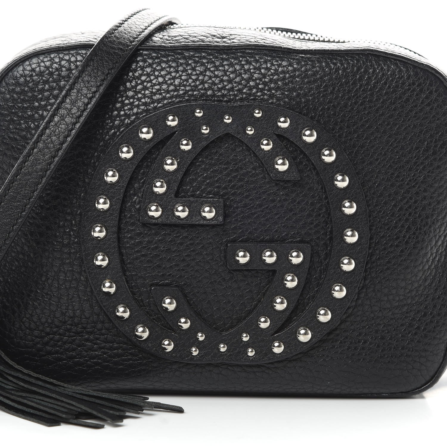 Gucci Pebbled Calfskin Studded Small Soho Disco Bag Black 8 of 14