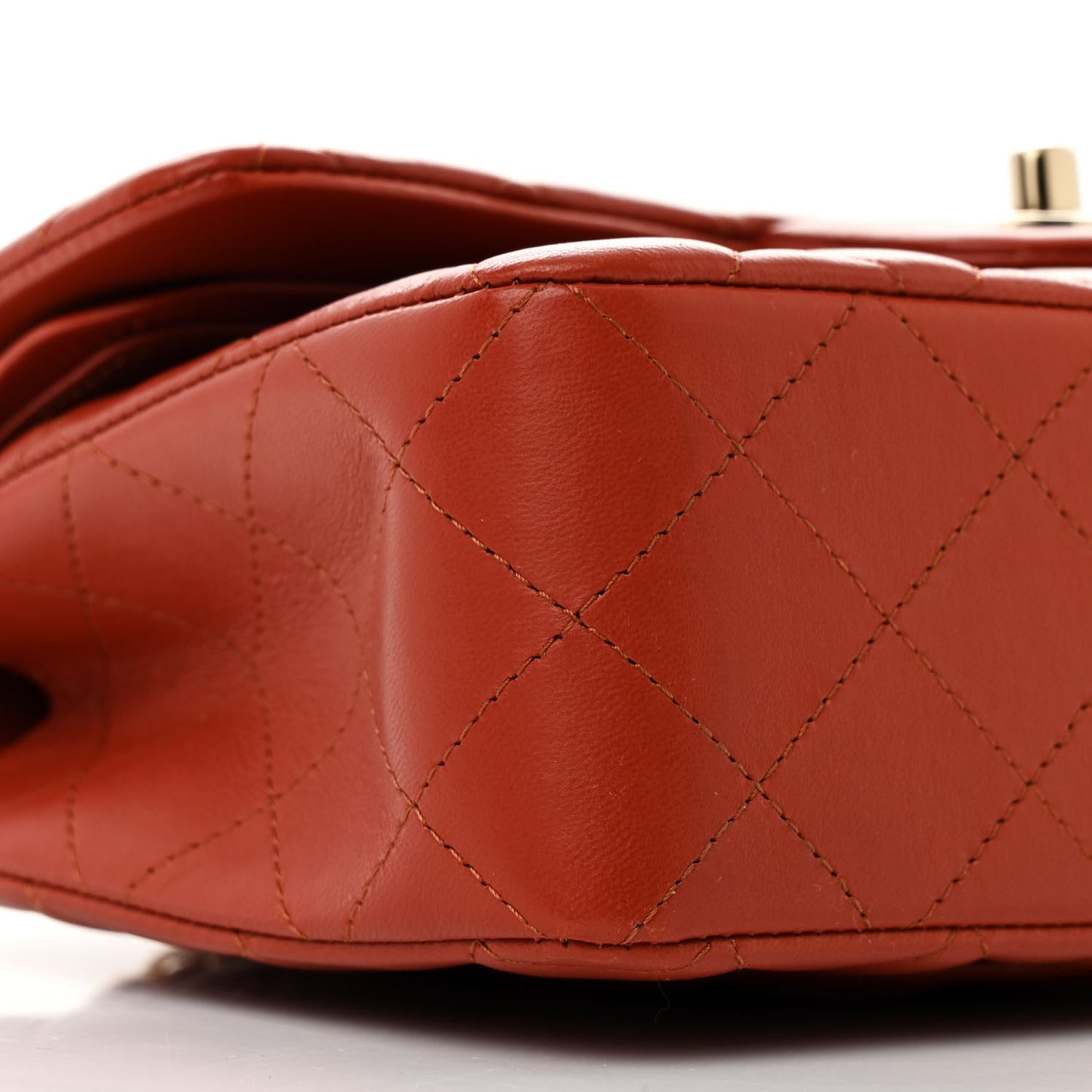 Lambskin Quilted Small Double Flap Brown