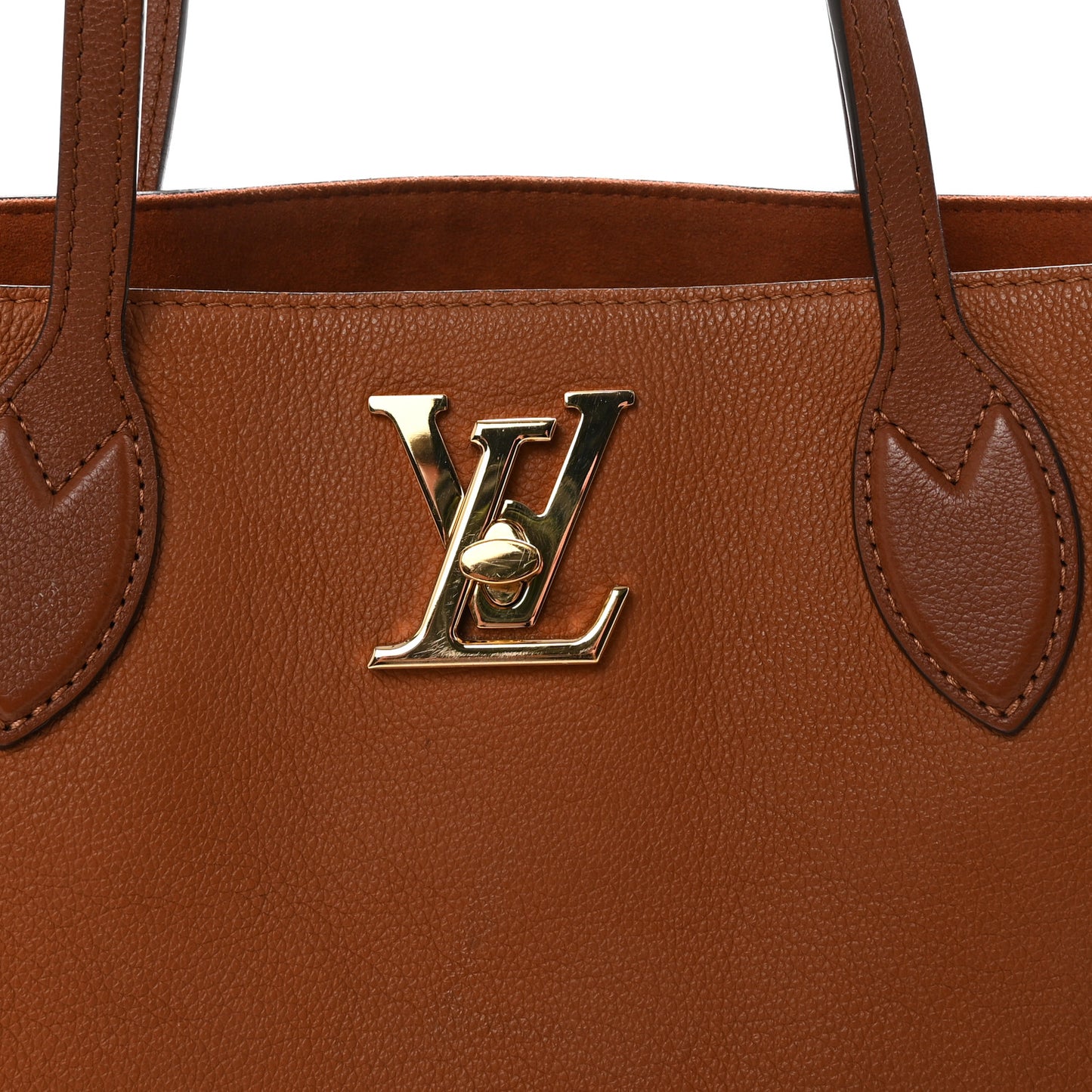 Grained Calfskin Lockme Shopper Chataigne