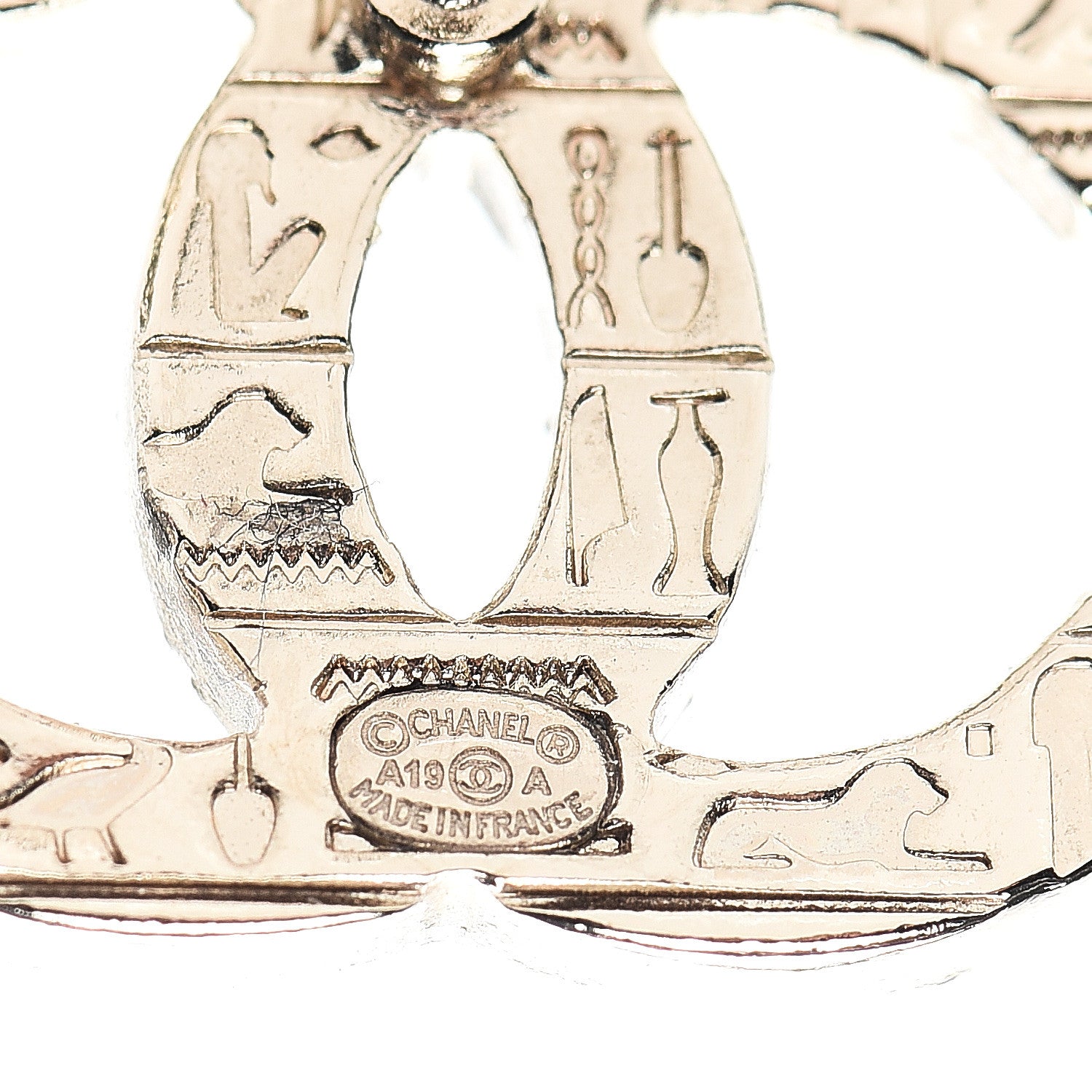 Chanel Metal Scarab CC Earrings Light Gold 3 of 5