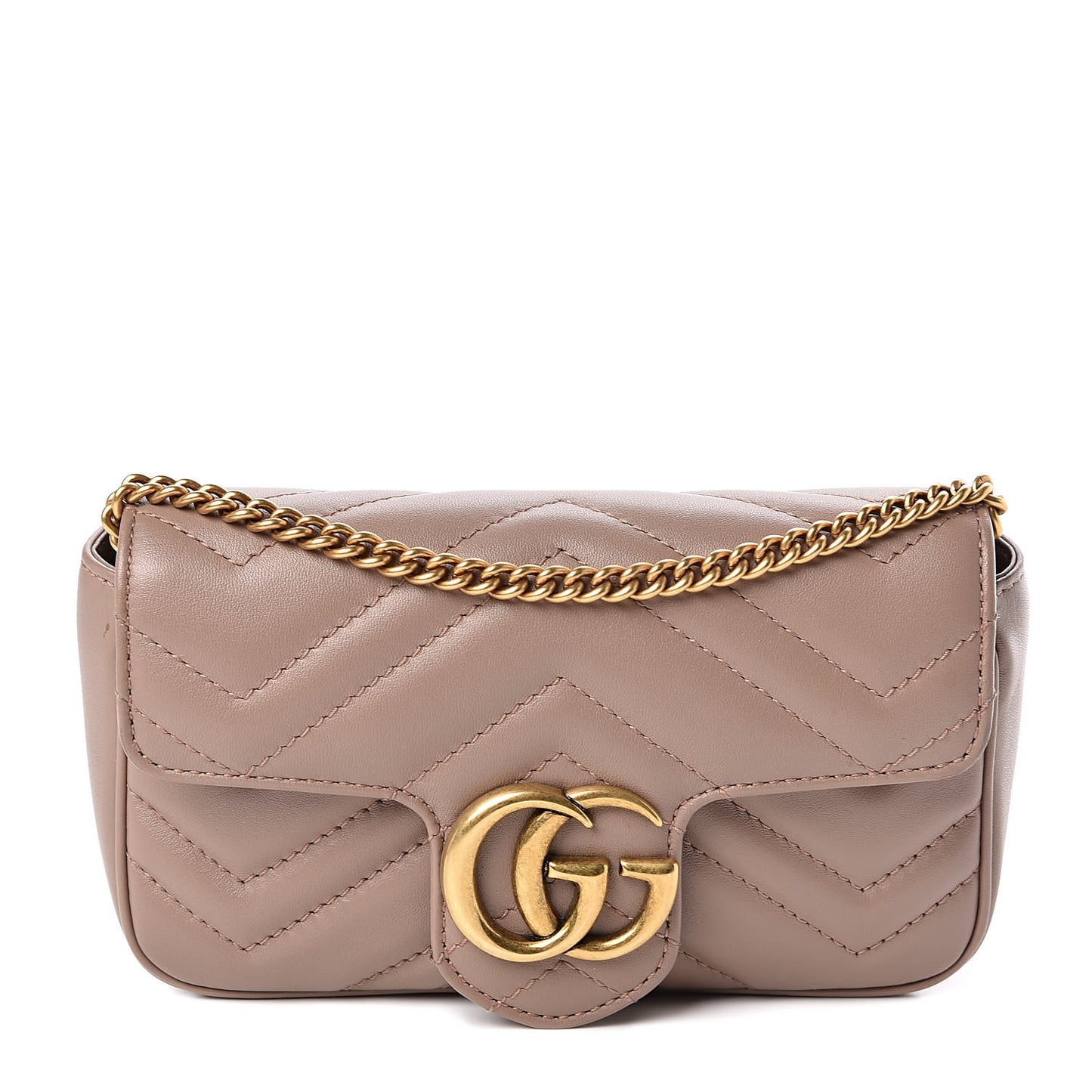 Calfskin Matelasse Super Mini GG Marmont Shoulder Bag Porcelain Rose