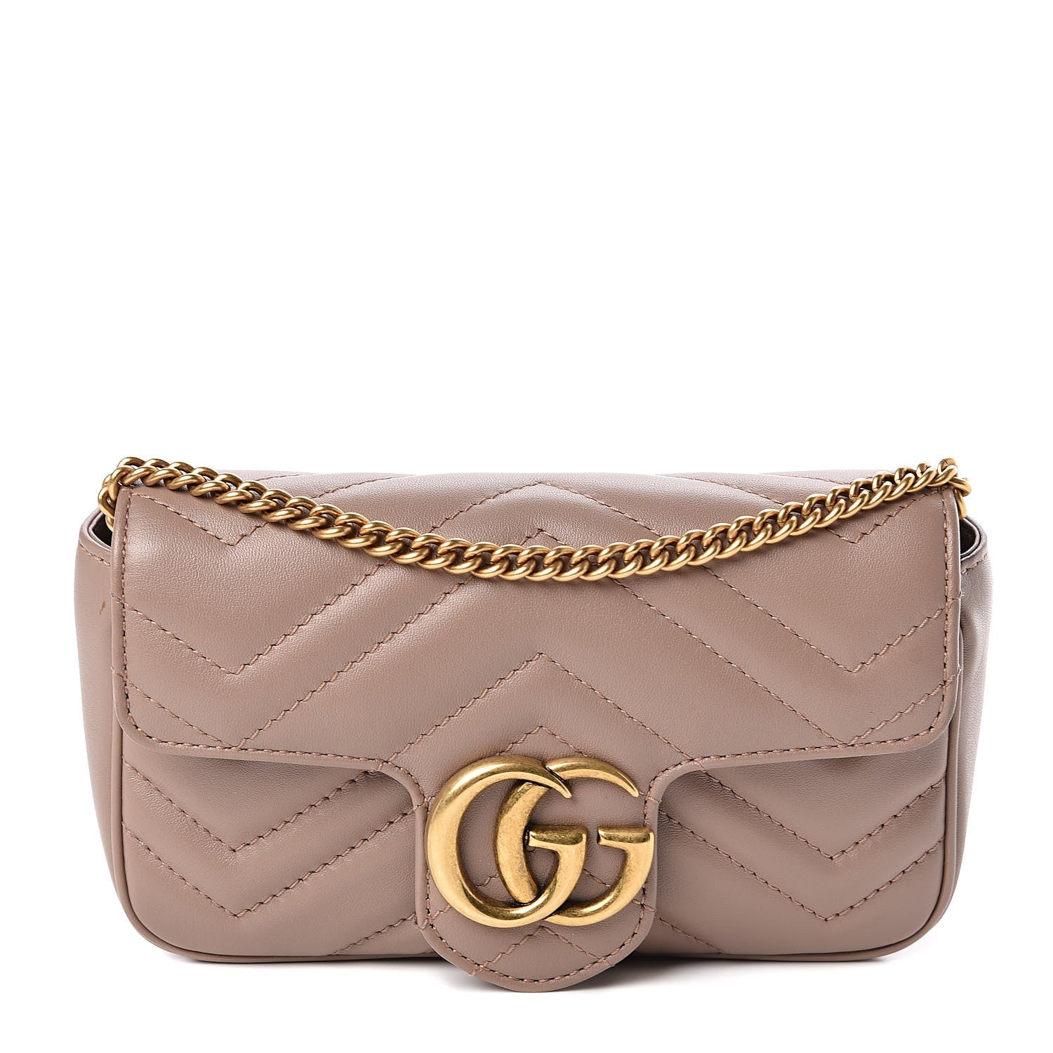 Gucci Calfskin Matelasse Super Mini GG Marmont Shoulder Bag Porcelain Rose 1 of 12