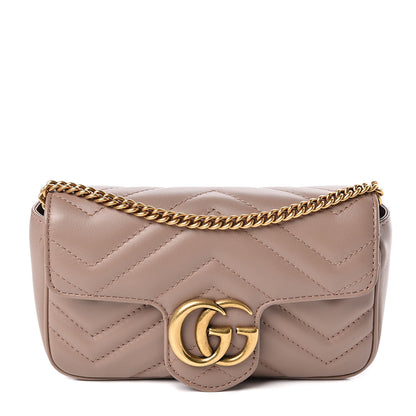 Gucci Calfskin Matelasse Super Mini GG Marmont Shoulder Bag Porcelain Rose 1 of 12