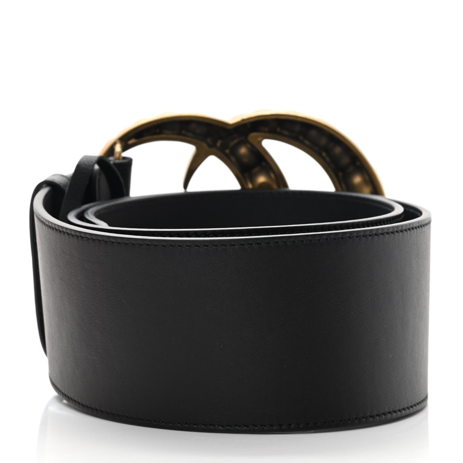 Gucci Moon Calfskin Pearl Double G 70mm Belt 90 36 Black Cream 2 of 6